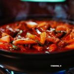 맛있게 끓고 있는 닭발닭볶음탕 클로즈업